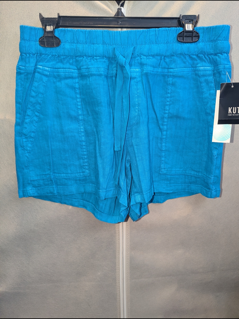 NWT Kut from the Kloth Blue Drawstring Linen-Blend Shorts - Picture 2 of 4